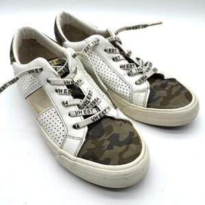 Vintage Havana Dina Womens Camo Gold Perforated Leather Low Top Sneakers 8.5
